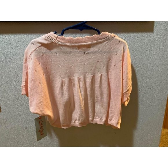 Girls pink short sleeve open front cardigan Sz XS, S, or M - Picture 2 of 7